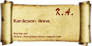 Karácson Anna névjegykártya